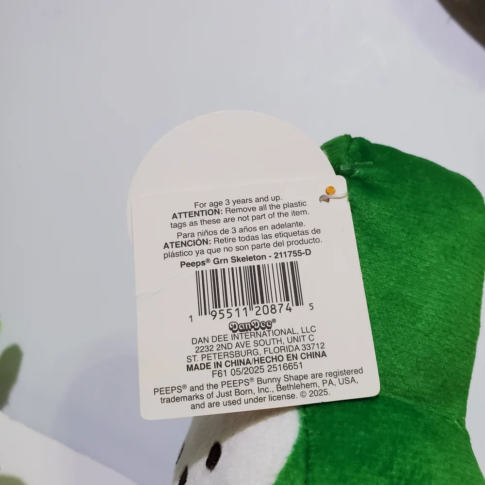 PEEPS Green Halloween Skeleton Plush - Marshmallow Scented Stuffed Animals Toy